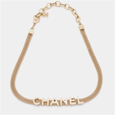 chanel gold mesh choker|Choker .